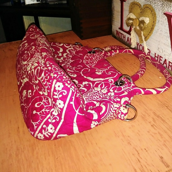 Vera Bradley Pink and White Medium Handbag Purse - Picture 3 of 7